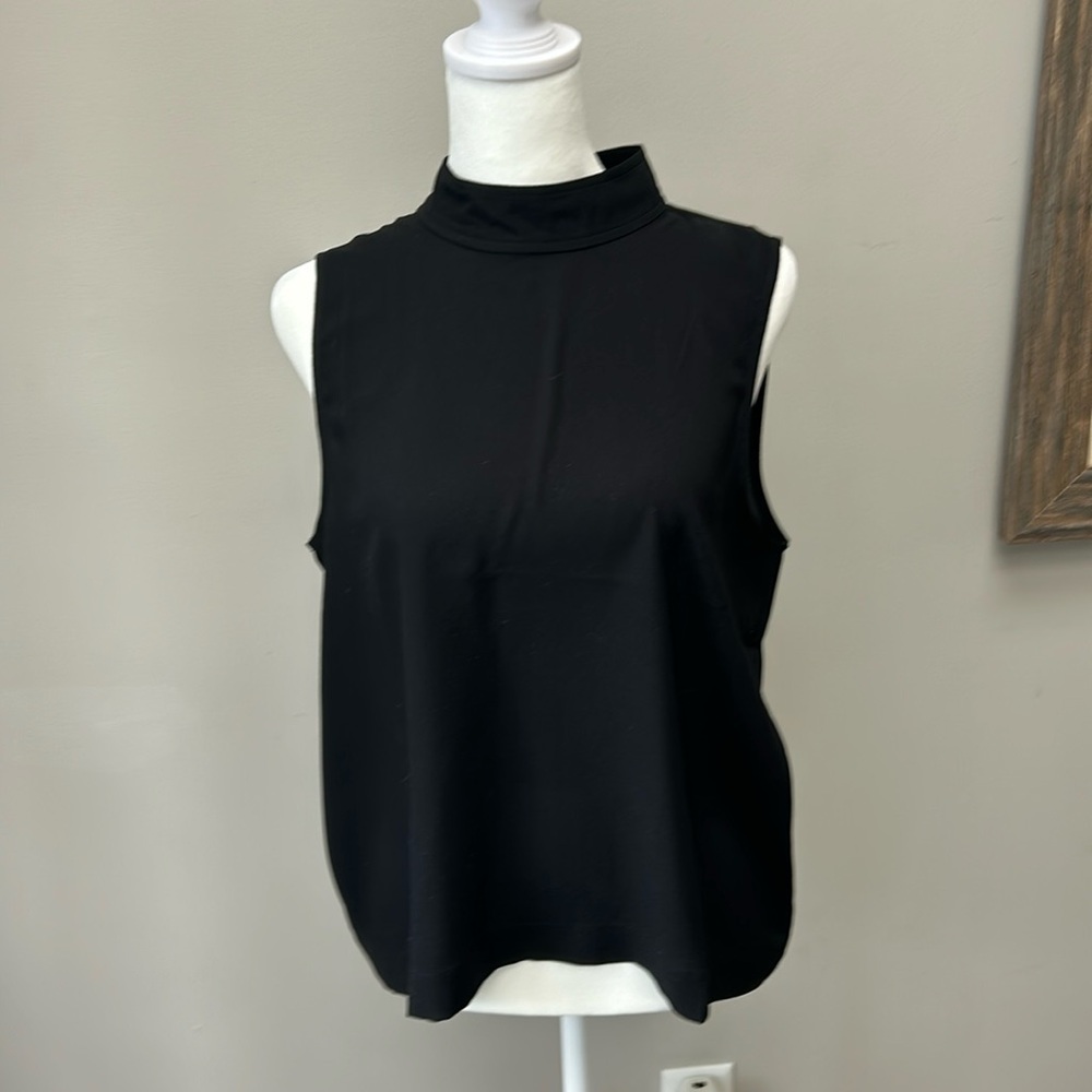 Ann Taylor sleeveless high neck black silk top